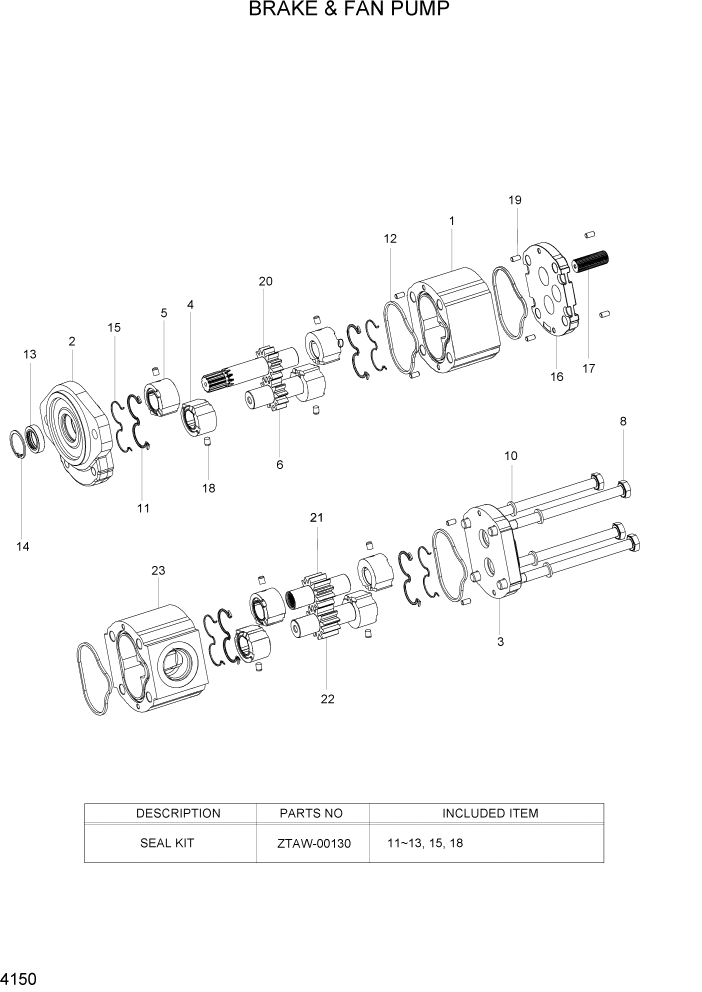 Схема запчастей Hyundai HL730-7A - PAGE 4150 BRAKE & FAN PUMP ГИДРАВЛИЧЕСКИЕ КОМПОНЕНТЫ