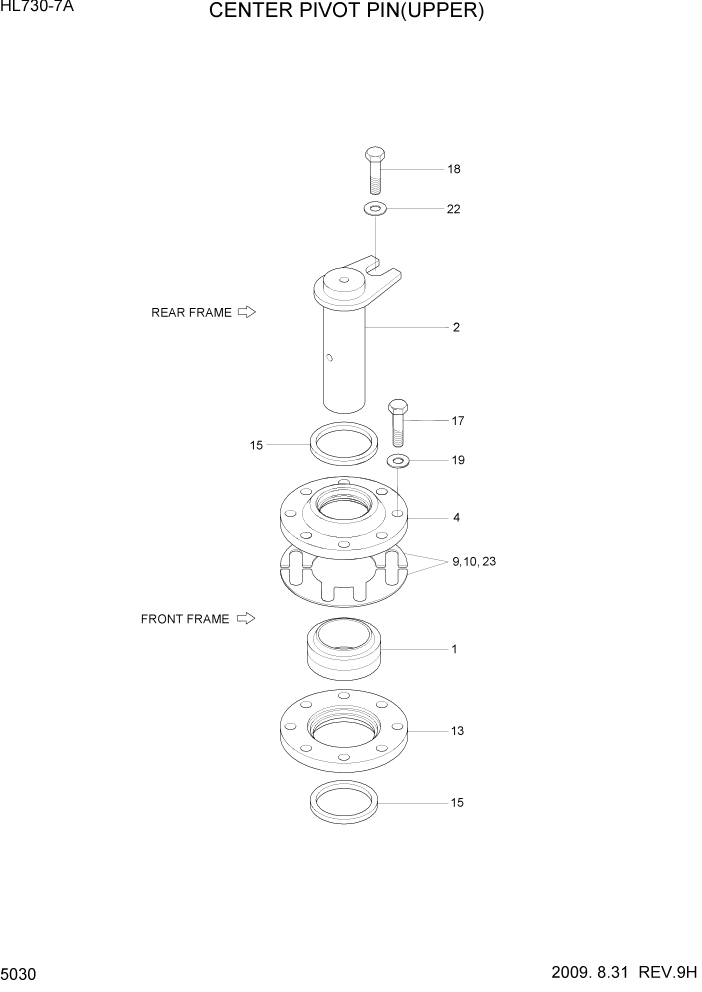 Схема запчастей Hyundai HL730-7A - PAGE 5030 CENTER PIVOT PIN(UPPER) СТРУКТУРА