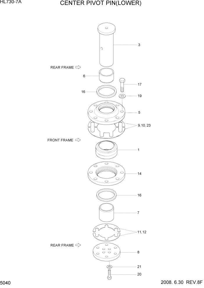 Схема запчастей Hyundai HL730-7A - PAGE 5040 CENTER PIVOT PIN(LOWER) СТРУКТУРА
