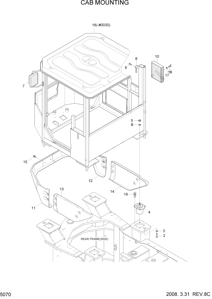 Схема запчастей Hyundai HL730-7A - PAGE 5070 CAB MOUNTING СТРУКТУРА