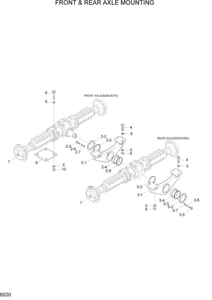 Схема запчастей Hyundai HL730-7A - PAGE 6020 FRONT & REAR AXLE MOUNTING СИЛОВАЯ СИСТЕМА