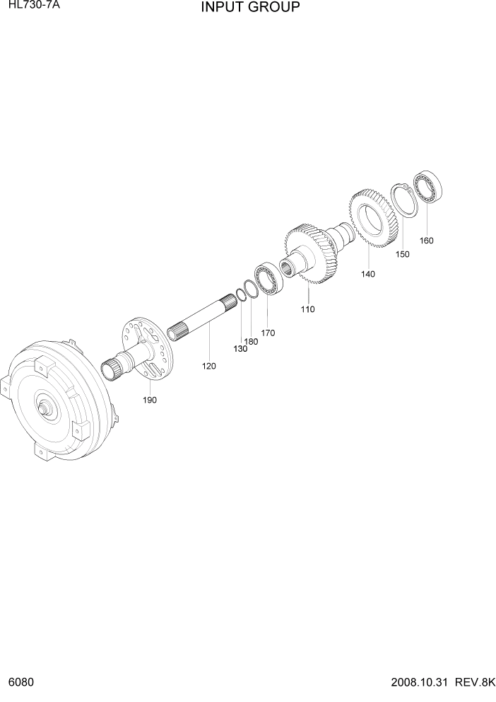 Схема запчастей Hyundai HL730-7A - PAGE 6080 INPUT GROUP СИЛОВАЯ СИСТЕМА