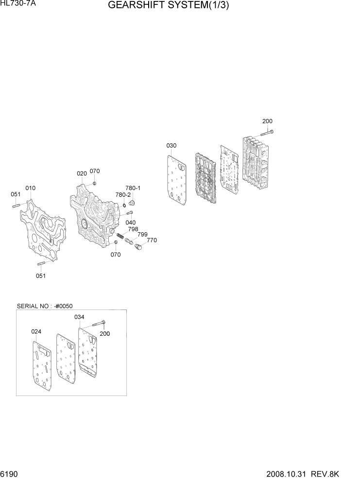 Схема запчастей Hyundai HL730-7A - PAGE 6190 GEARSHIFT SYSTEM(1/3) СИЛОВАЯ СИСТЕМА