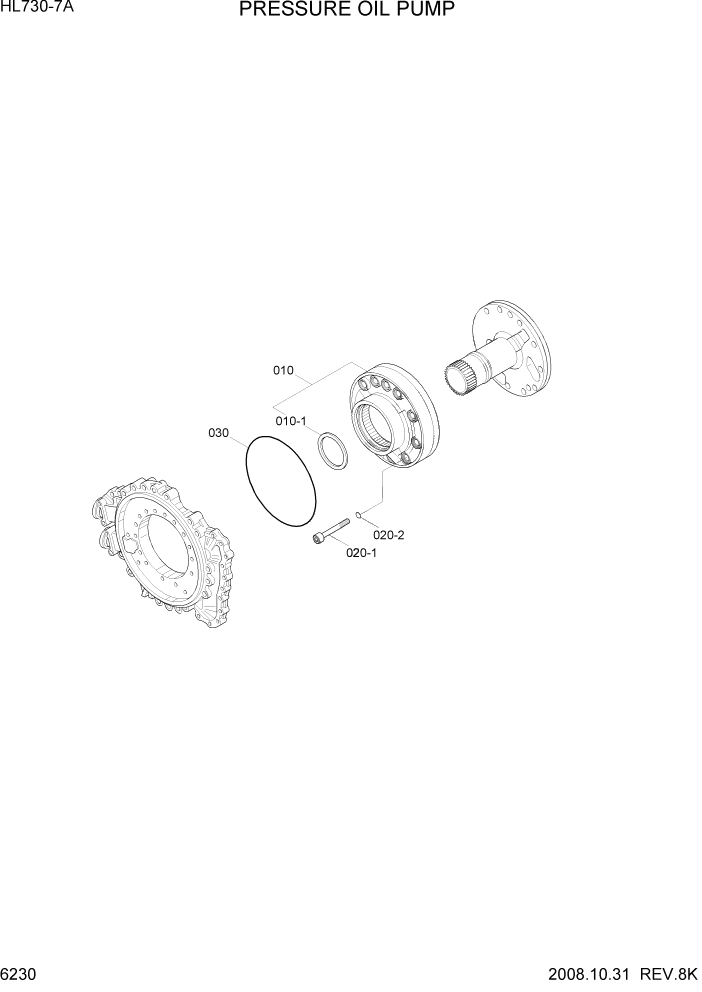 Схема запчастей Hyundai HL730-7A - PAGE 6230 PRESSURE OIL PUMP СИЛОВАЯ СИСТЕМА