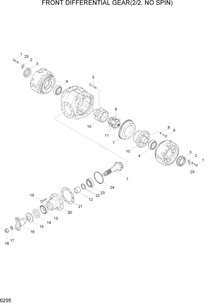 Схема запчастей Hyundai HL730-7A - PAGE 6295 FRONT DIFF GEAR(2/2, NO SPIN) СИЛОВАЯ СИСТЕМА