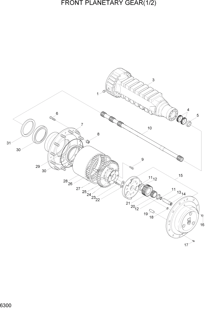 Схема запчастей Hyundai HL730-7A - PAGE 6300 FRONT PLANETARY GEAR(1/2) СИЛОВАЯ СИСТЕМА