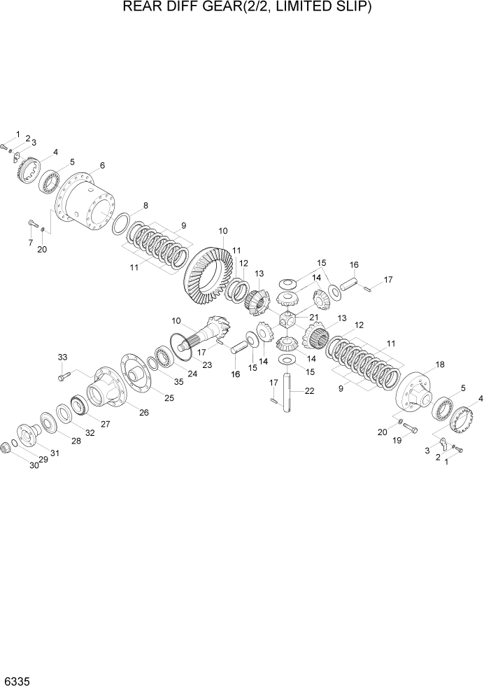 Схема запчастей Hyundai HL730-7A - PAGE 6335 REAR DIFF GEAR(2/2, LIMITED SLIP) СИЛОВАЯ СИСТЕМА