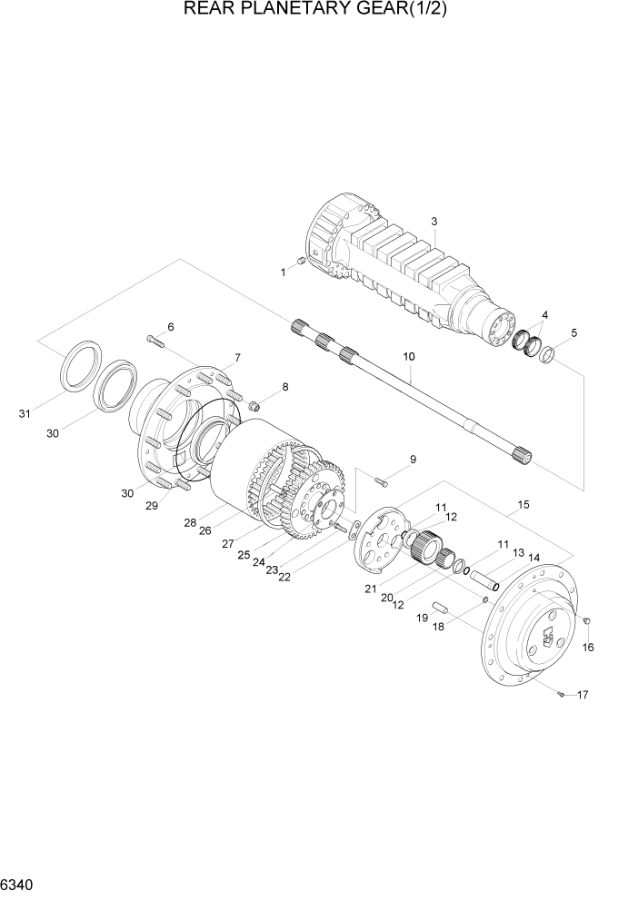 Схема запчастей Hyundai HL730-7A - PAGE 6340 REAR PLANETARY GEAR(1/2) СИЛОВАЯ СИСТЕМА