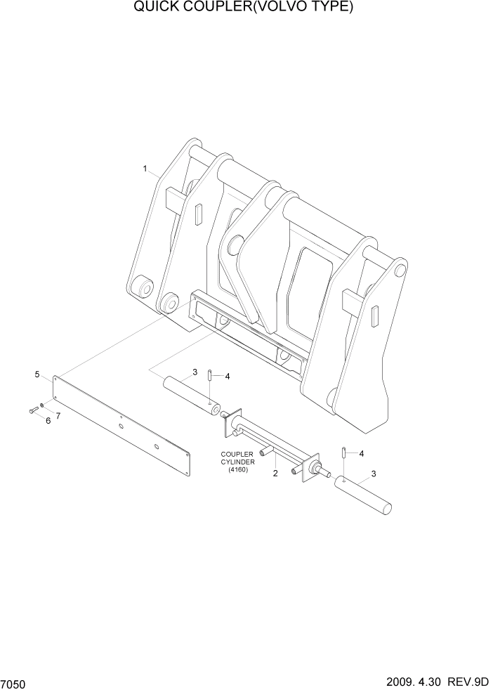 Схема запчастей Hyundai HL730-7A - PAGE 7050 QUICK COUPLER(VOLVO TYPE) РАБОЧЕЕ ОБОРУДОВАНИЕ