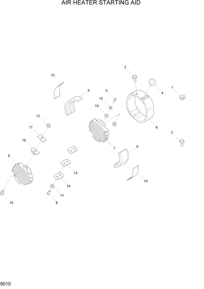 Схема запчастей Hyundai HL730-7A - PAGE 9010 AIR HEATER STARTING AID ДВИГАТЕЛЬ БАЗА