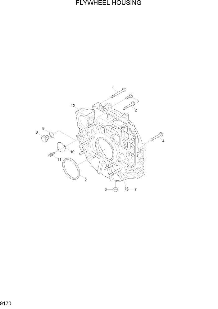 Схема запчастей Hyundai HL730-7A - PAGE 9170 FLYWHEEL HOUSING ДВИГАТЕЛЬ БАЗА