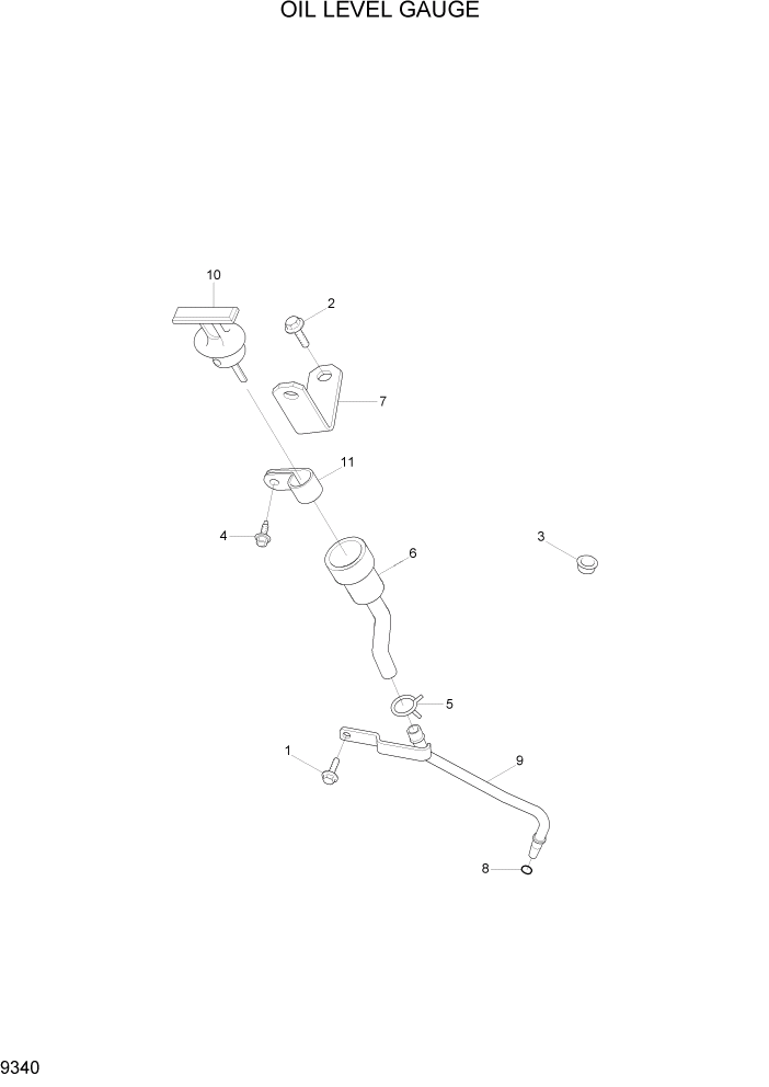 Схема запчастей Hyundai HL730-7A - PAGE 9340 OIL LEVEL GAUGE ДВИГАТЕЛЬ БАЗА