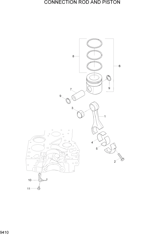 Схема запчастей Hyundai HL730-7A - PAGE 9410 CONNECTING ROD AND PISTON ДВИГАТЕЛЬ БАЗА