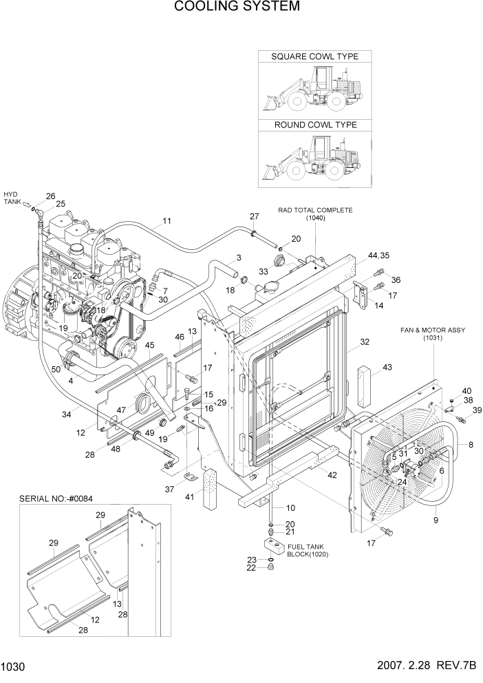 Схема запчастей Hyundai HL730TM7 - PAGE 1030 COOLING SYSTEM СИСТЕМА ДВИГАТЕЛЯ