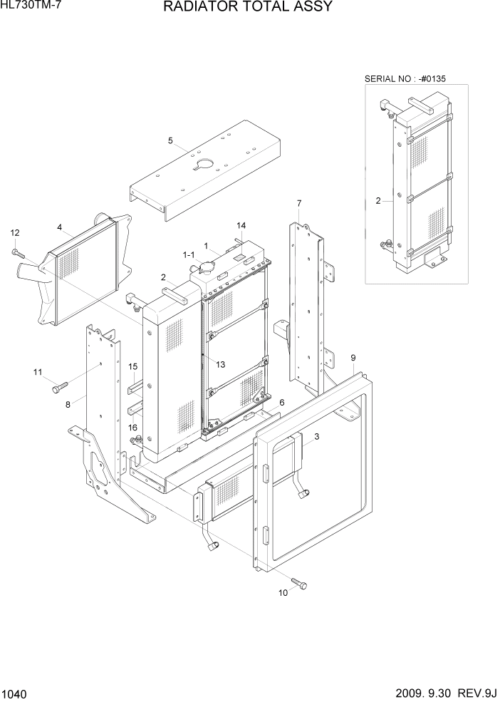 Схема запчастей Hyundai HL730TM7 - PAGE 1040 RADIATOR TOTAL ASSY СИСТЕМА ДВИГАТЕЛЯ