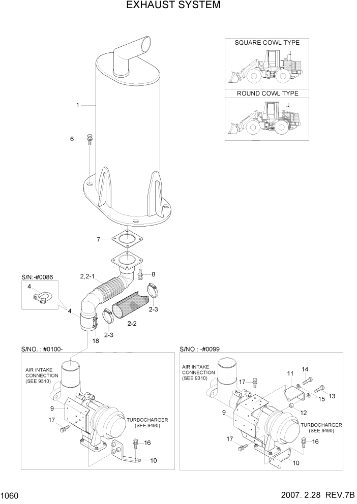 Схема запчастей Hyundai HL730TM7 - PAGE 1060 EXHAUST SYSTEM СИСТЕМА ДВИГАТЕЛЯ