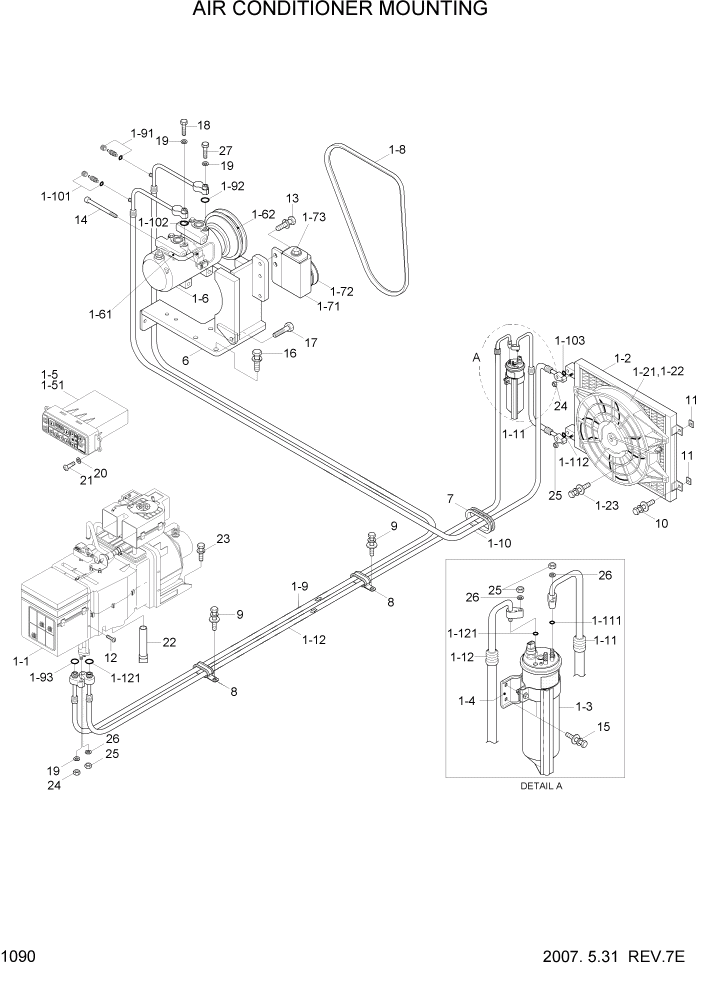 Схема запчастей Hyundai HL730TM7 - PAGE 1090 AIR CONDITIONER MOUNTING СИСТЕМА ДВИГАТЕЛЯ