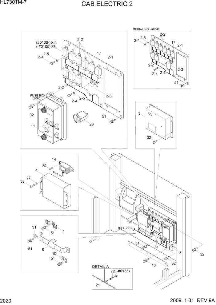 Схема запчастей Hyundai HL730TM7 - PAGE 2020 CAB ELECTRIC 2 ЭЛЕКТРИЧЕСКАЯ СИСТЕМА