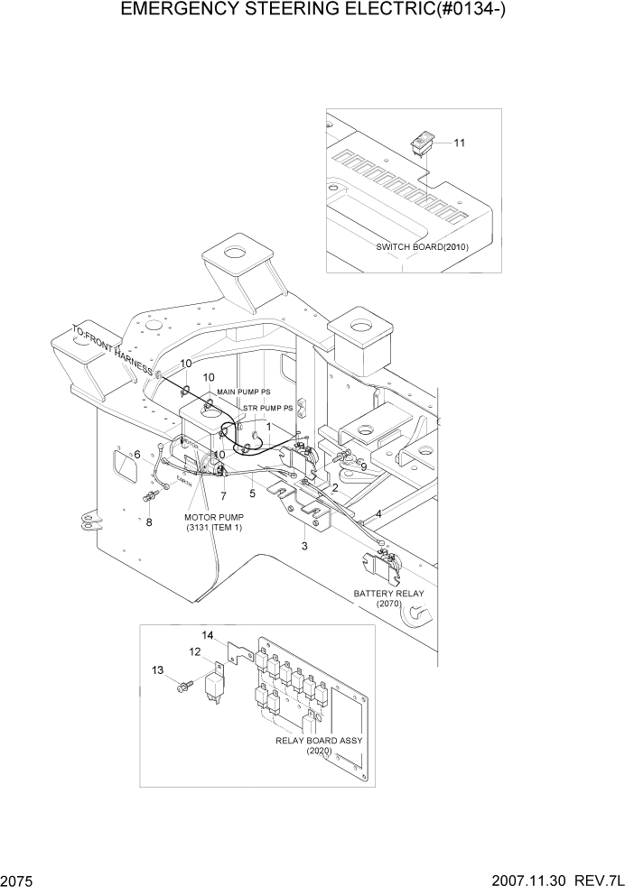 Схема запчастей Hyundai HL730TM7 - PAGE 2075 EMERGENCY STEERING ELECTRIC(#0134-) ЭЛЕКТРИЧЕСКАЯ СИСТЕМА