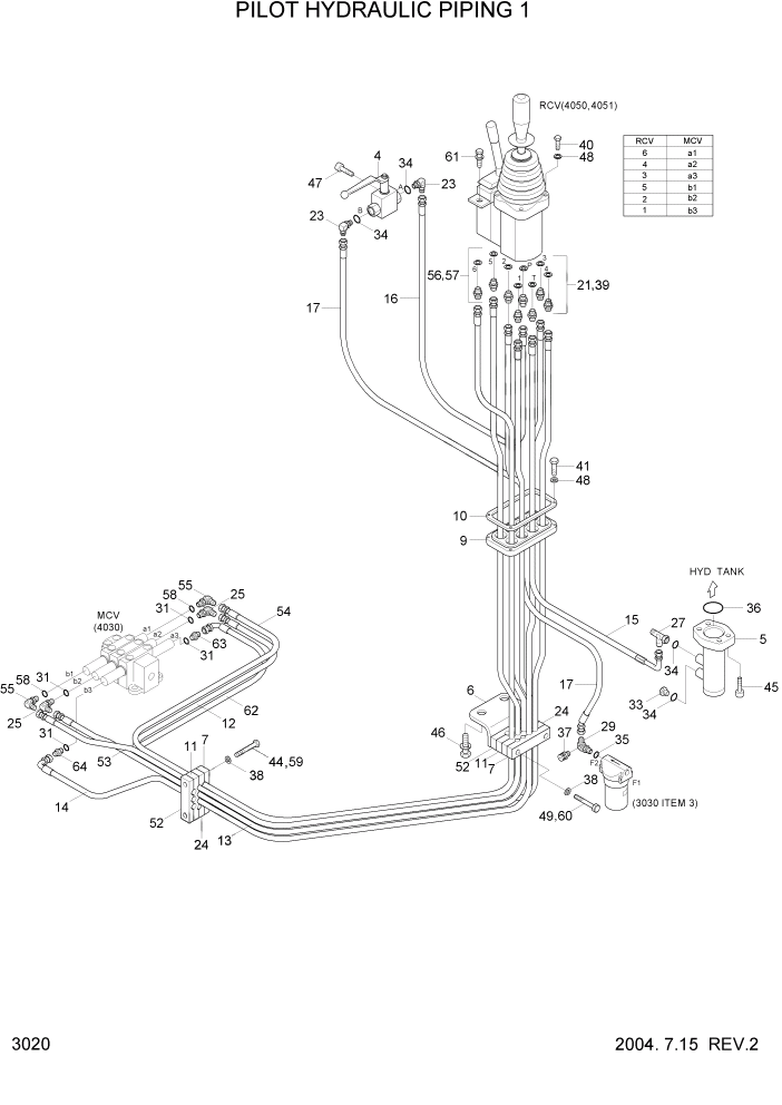 Схема запчастей Hyundai HL730TM7 - PAGE 3020 PILOT HYDRAULIC PIPING 1 ГИДРАВЛИЧЕСКАЯ СИСТЕМА