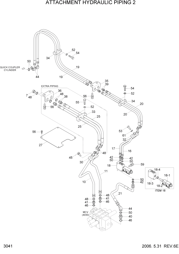 Схема запчастей Hyundai HL730TM7 - PAGE 3041 ATTACHMENT HYDRAULIC PIPING 2 ГИДРАВЛИЧЕСКАЯ СИСТЕМА