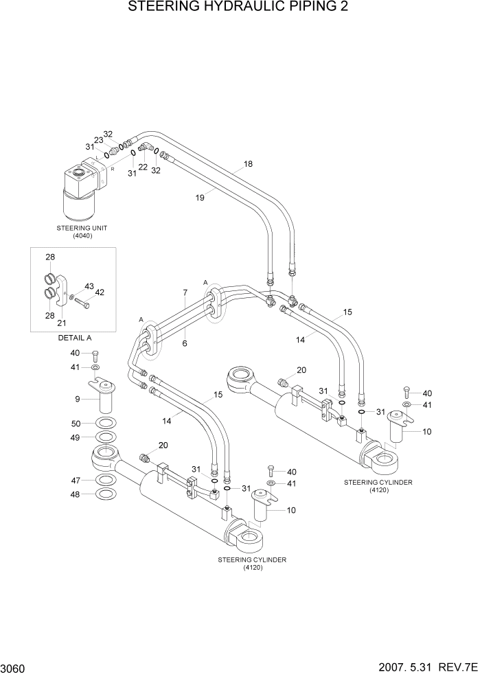 Схема запчастей Hyundai HL730TM7 - PAGE 3060 STEERING HYDRAULIC PIPING 2 ГИДРАВЛИЧЕСКАЯ СИСТЕМА