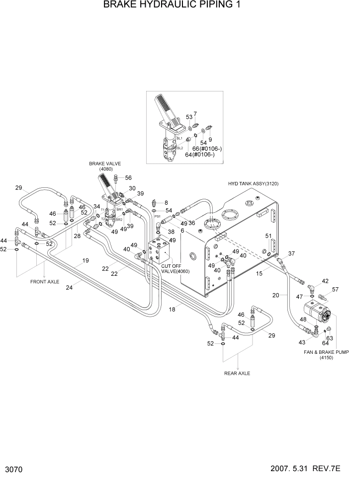 Схема запчастей Hyundai HL730TM7 - PAGE 3070 BRAKE HYDRAULIC PIPING 1 ГИДРАВЛИЧЕСКАЯ СИСТЕМА