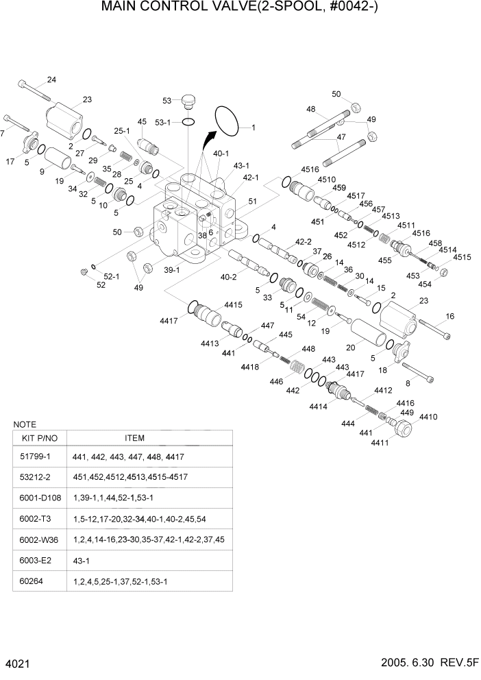 Схема запчастей Hyundai HL730TM7 - PAGE 4021 MAIN CONTROL VALVE(2-SPOOL, #0042-) ГИДРАВЛИЧЕСКИЕ КОМПОНЕНТЫ