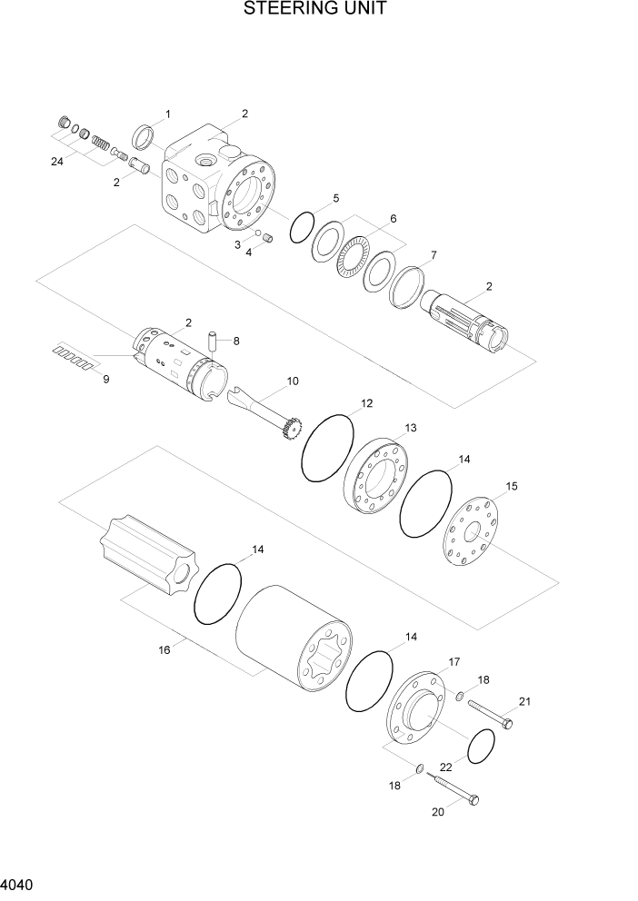 Схема запчастей Hyundai HL730TM7 - PAGE 4040 STEERING UNIT ГИДРАВЛИЧЕСКИЕ КОМПОНЕНТЫ