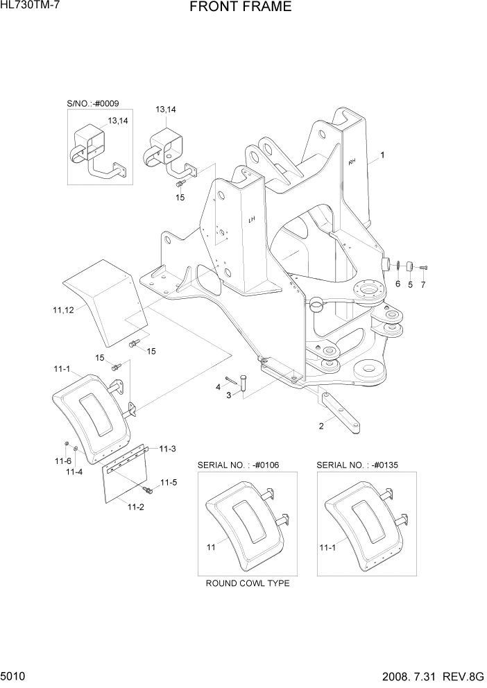 Схема запчастей Hyundai HL730TM7 - PAGE 5010 FRONT FRAME СТРУКТУРА