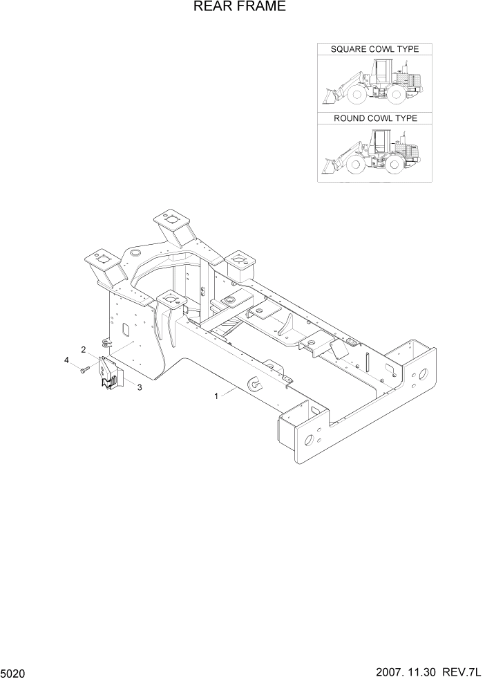 Схема запчастей Hyundai HL730TM7 - PAGE 5020 REAR FRAME СТРУКТУРА