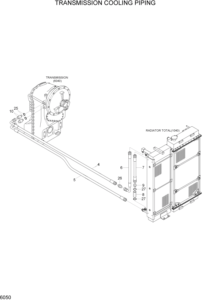 Схема запчастей Hyundai HL730TM7 - PAGE 6050 TRANSMISSION COOLING PIPING СИЛОВАЯ СИСТЕМА