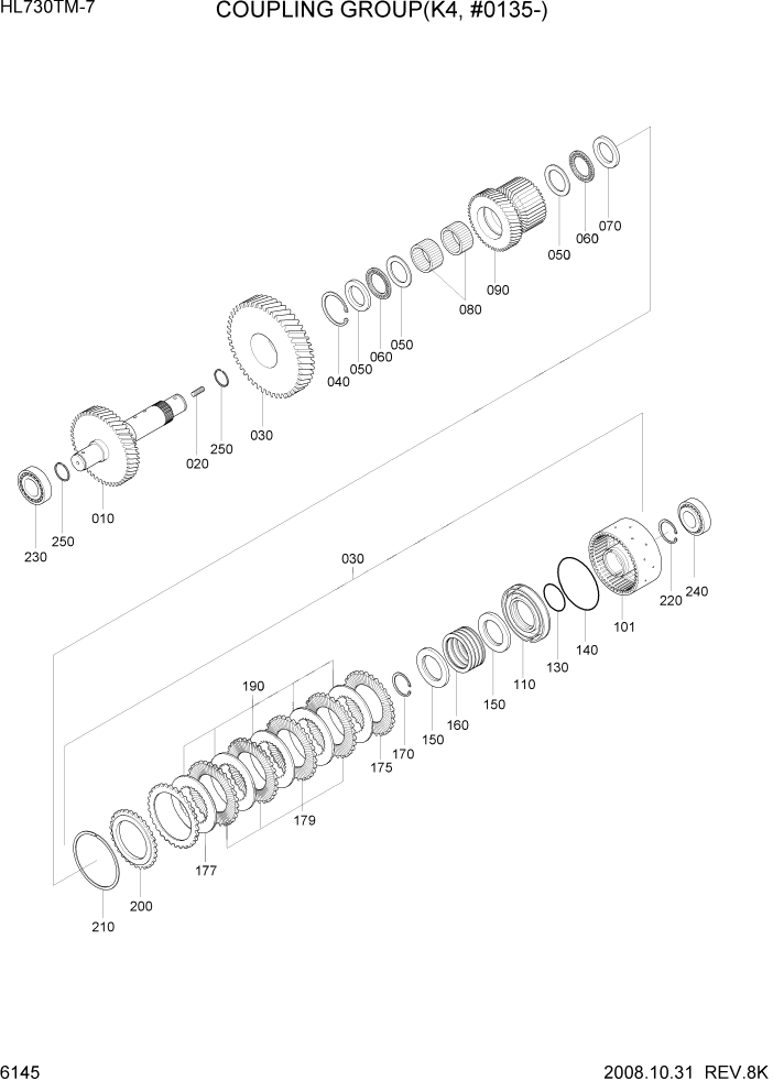 Схема запчастей Hyundai HL730TM7 - PAGE 6145 COUPLING GROUP(K4, #0135-) СИЛОВАЯ СИСТЕМА