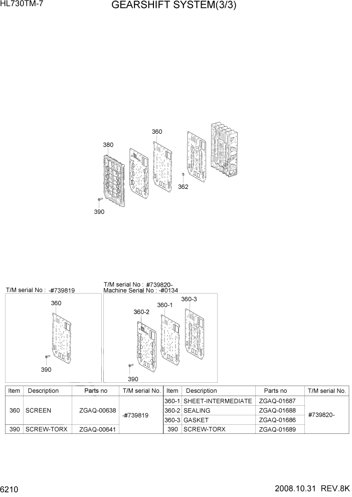 Схема запчастей Hyundai HL730TM7 - PAGE 6210 GEARSHIFT SYSTEM(3/3) СИЛОВАЯ СИСТЕМА