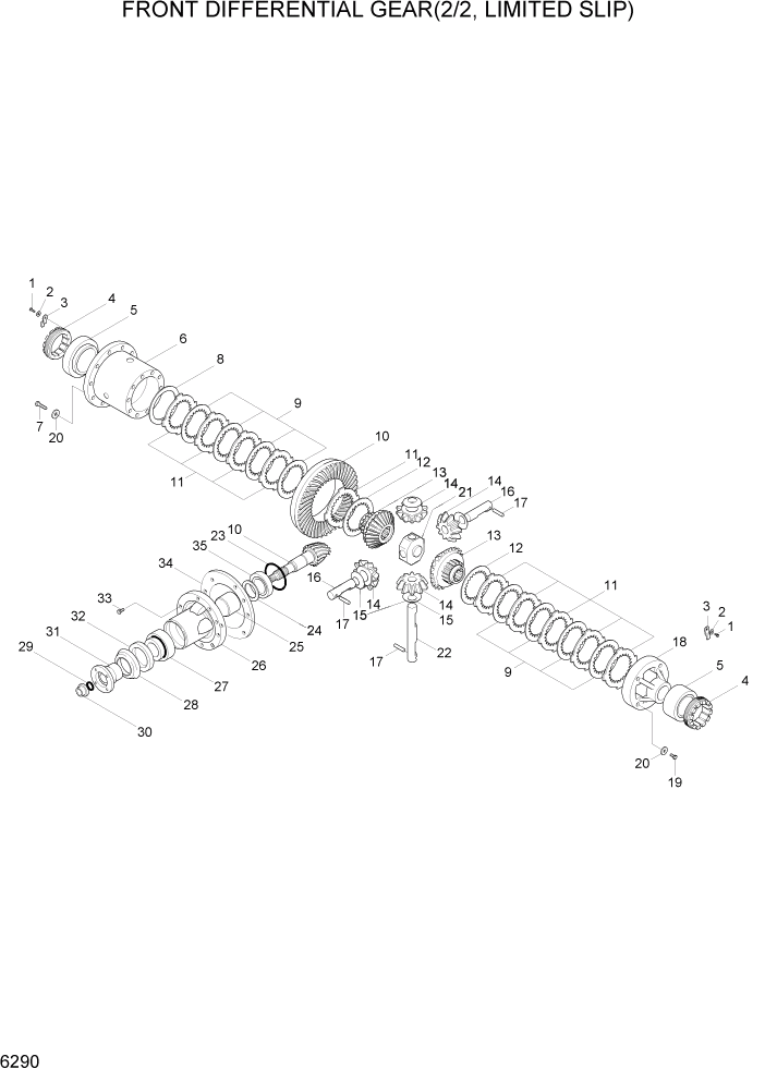 Схема запчастей Hyundai HL730TM7 - PAGE 6290 FRONT DIFF GEAR(2/2, LIMITED SLIP) СИЛОВАЯ СИСТЕМА