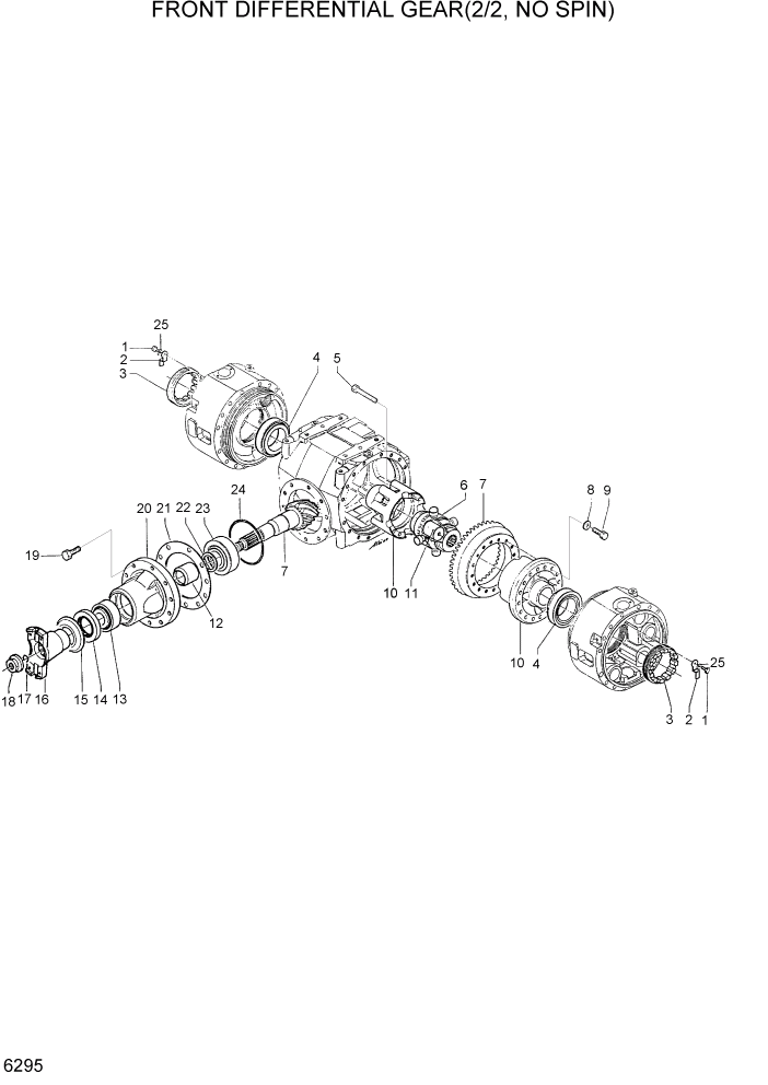 Схема запчастей Hyundai HL730TM7 - PAGE 6295 FRONT DIFF GEAR(2/2, NO SPIN) СИЛОВАЯ СИСТЕМА