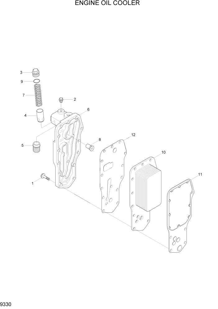 Схема запчастей Hyundai HL730TM7 - PAGE 9330 ENGINE OIL COOLER ДВИГАТЕЛЬ БАЗА