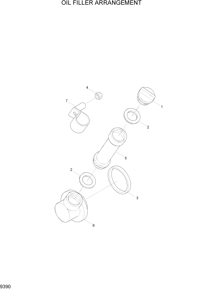 Схема запчастей Hyundai HL730TM7 - PAGE 9390 OIL FILLER ARRANGEMENT ДВИГАТЕЛЬ БАЗА