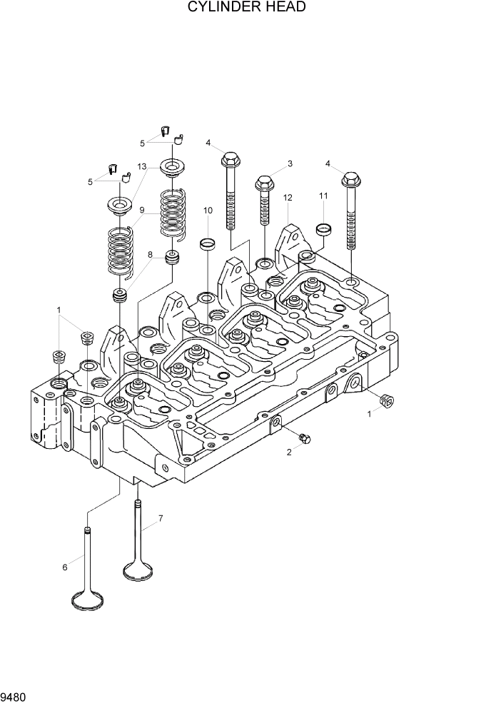 Схема запчастей Hyundai HL730TM7 - PAGE 9480 CYLINDER HEAD ДВИГАТЕЛЬ БАЗА