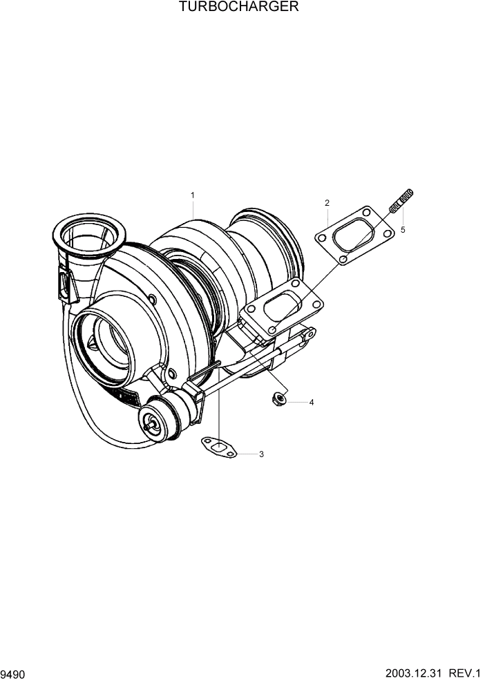 Схема запчастей Hyundai HL730TM7 - PAGE 9490 TURBOCHARGER ДВИГАТЕЛЬ БАЗА