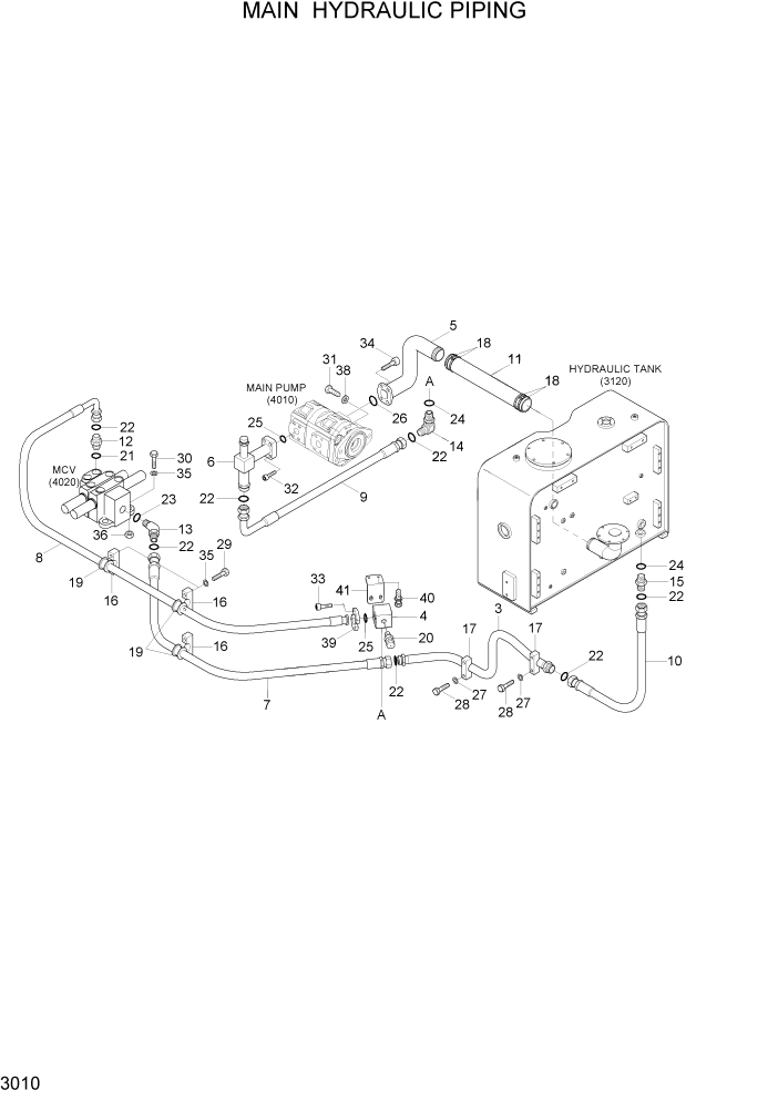 Схема запчастей Hyundai HL730TM7A - PAGE 3010 MAIN HYDRAULIC PIPING ГИДРАВЛИЧЕСКАЯ СИСТЕМА