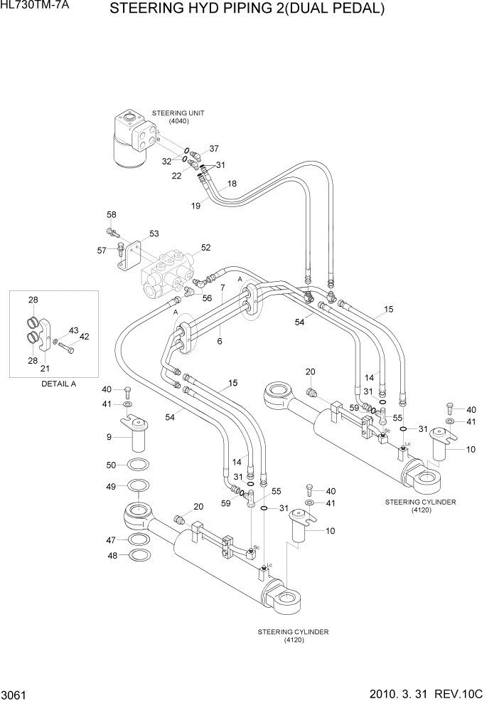 Схема запчастей Hyundai HL730TM7A - PAGE 3061 STEERING HYDRAULIC PIPING 2(DUAL PEDAL) ГИДРАВЛИЧЕСКАЯ СИСТЕМА