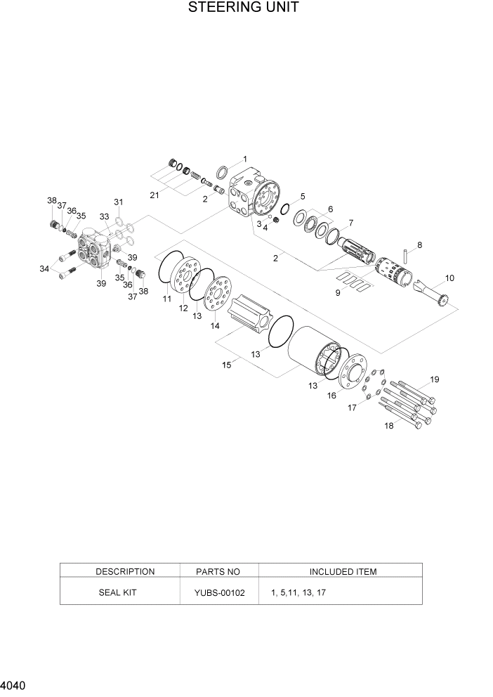 Схема запчастей Hyundai HL730TM7A - PAGE 4040 STEERING UNIT ГИДРАВЛИЧЕСКИЕ КОМПОНЕНТЫ