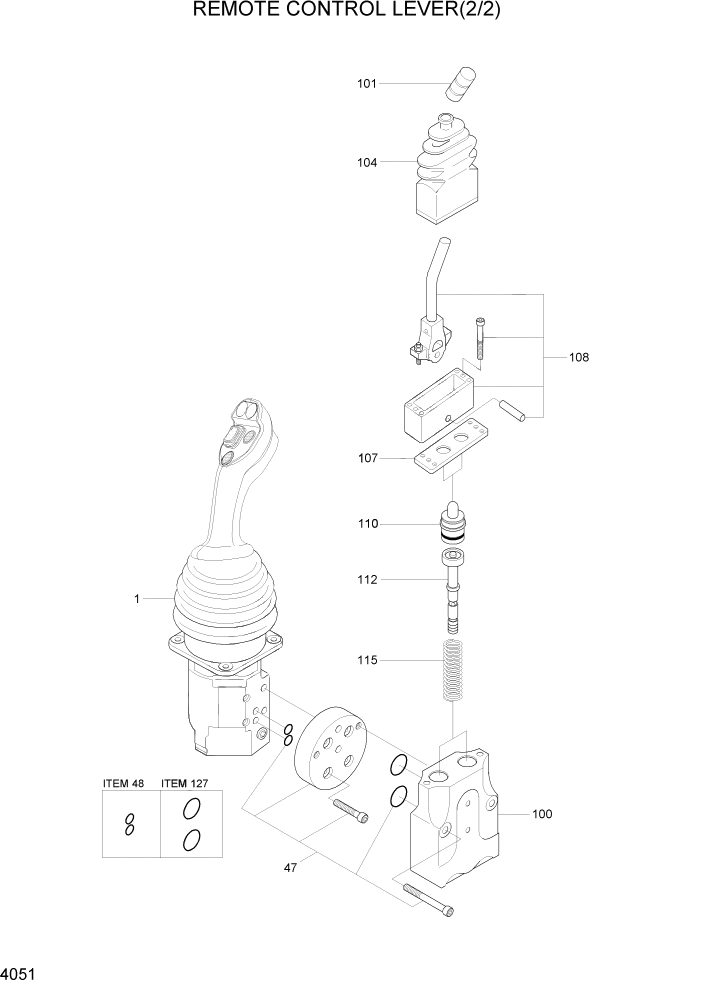 Схема запчастей Hyundai HL730TM7A - PAGE 4051 REMOTE CONTROL LEVER(2/2) ГИДРАВЛИЧЕСКИЕ КОМПОНЕНТЫ