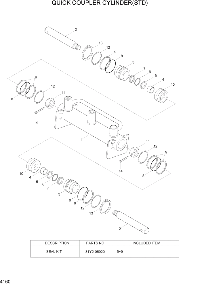 Схема запчастей Hyundai HL730TM7A - PAGE 4160 QUICK COUPLER CYLINDER(STD) ГИДРАВЛИЧЕСКИЕ КОМПОНЕНТЫ