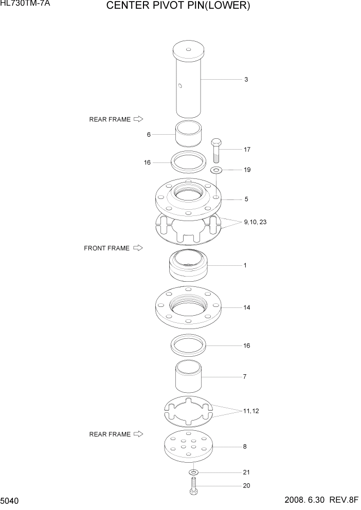 Схема запчастей Hyundai HL730TM7A - PAGE 5040 CENTER PIVOT PIN(LOWER) СТРУКТУРА