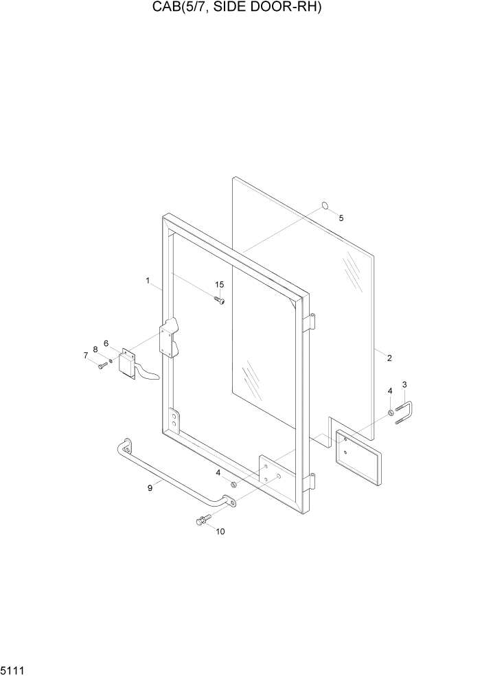 Схема запчастей Hyundai HL730TM7A - PAGE 5111 CAB(5/7, SIDE DOOR-RH) СТРУКТУРА