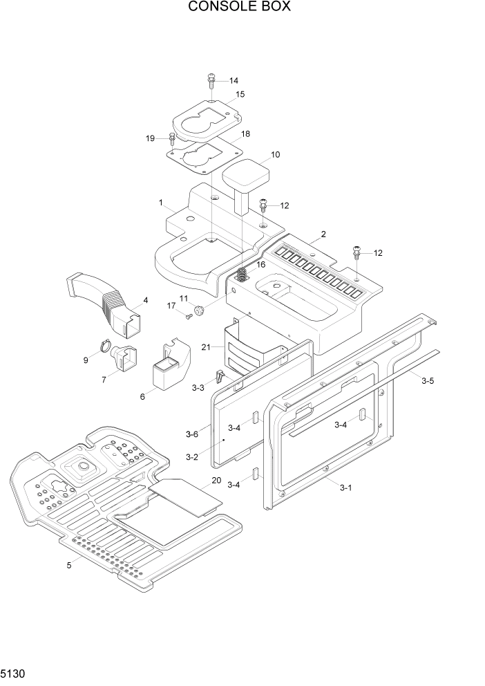 Схема запчастей Hyundai HL730TM7A - PAGE 5130 CONSOLE BOX СТРУКТУРА