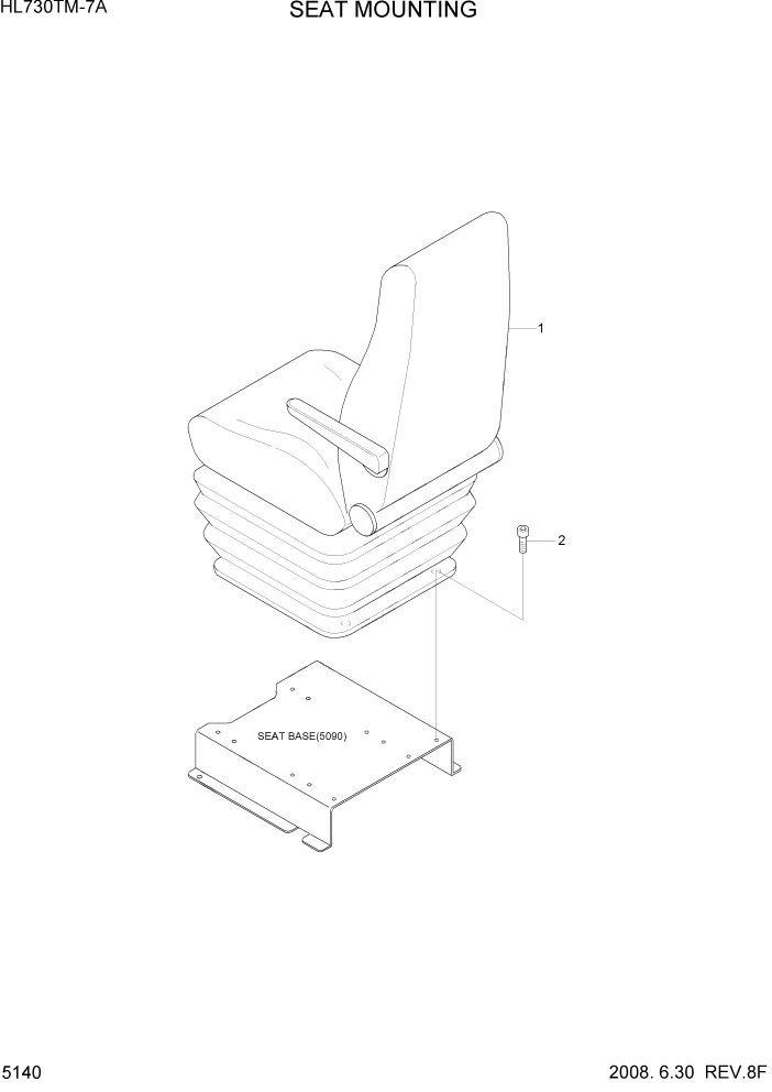 Схема запчастей Hyundai HL730TM7A - PAGE 5140 SEAT MOUNTING СТРУКТУРА