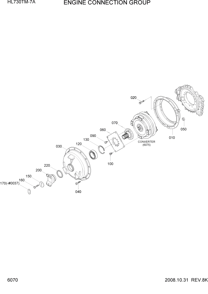 Схема запчастей Hyundai HL730TM7A - PAGE 6070 ENGINE CONNECTION GROUP СИЛОВАЯ СИСТЕМА